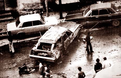 Tanrının Gazabı Operasyonunun sonu.  Salamekh'in arabası havaya uçtu.  /fotoğraf tarafımdan restore edilmiştir, resim açık kaynaklardan alınmıştır/