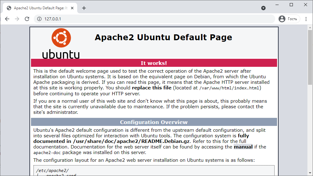 Apache2 Ubuntu Default Page: It works