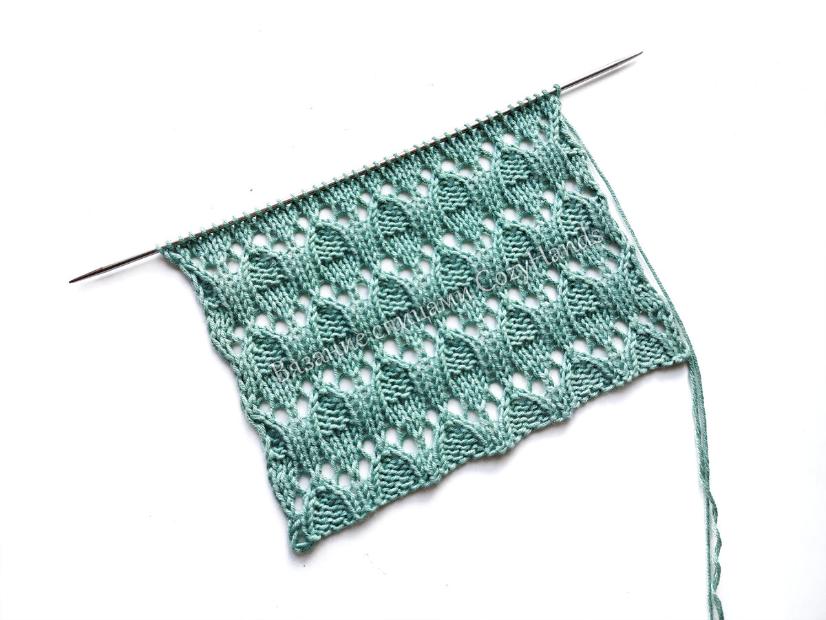 Ажурный и рельефный узор спицами для вязания джемперов, палантинов