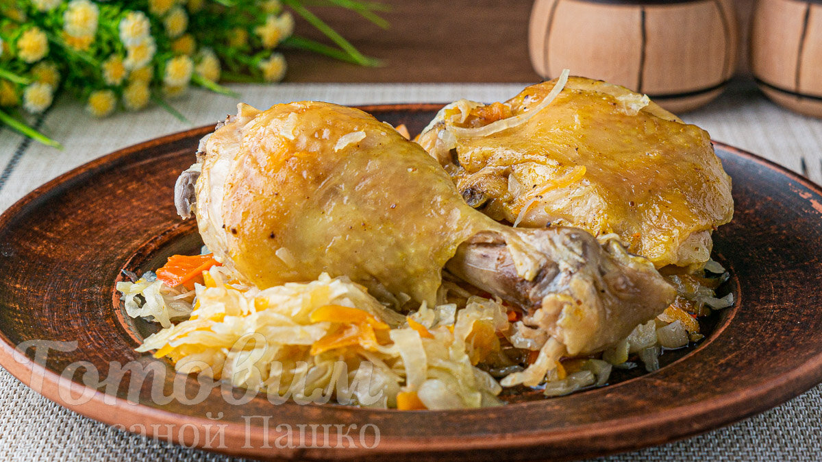 Курица с капустой в рукаве