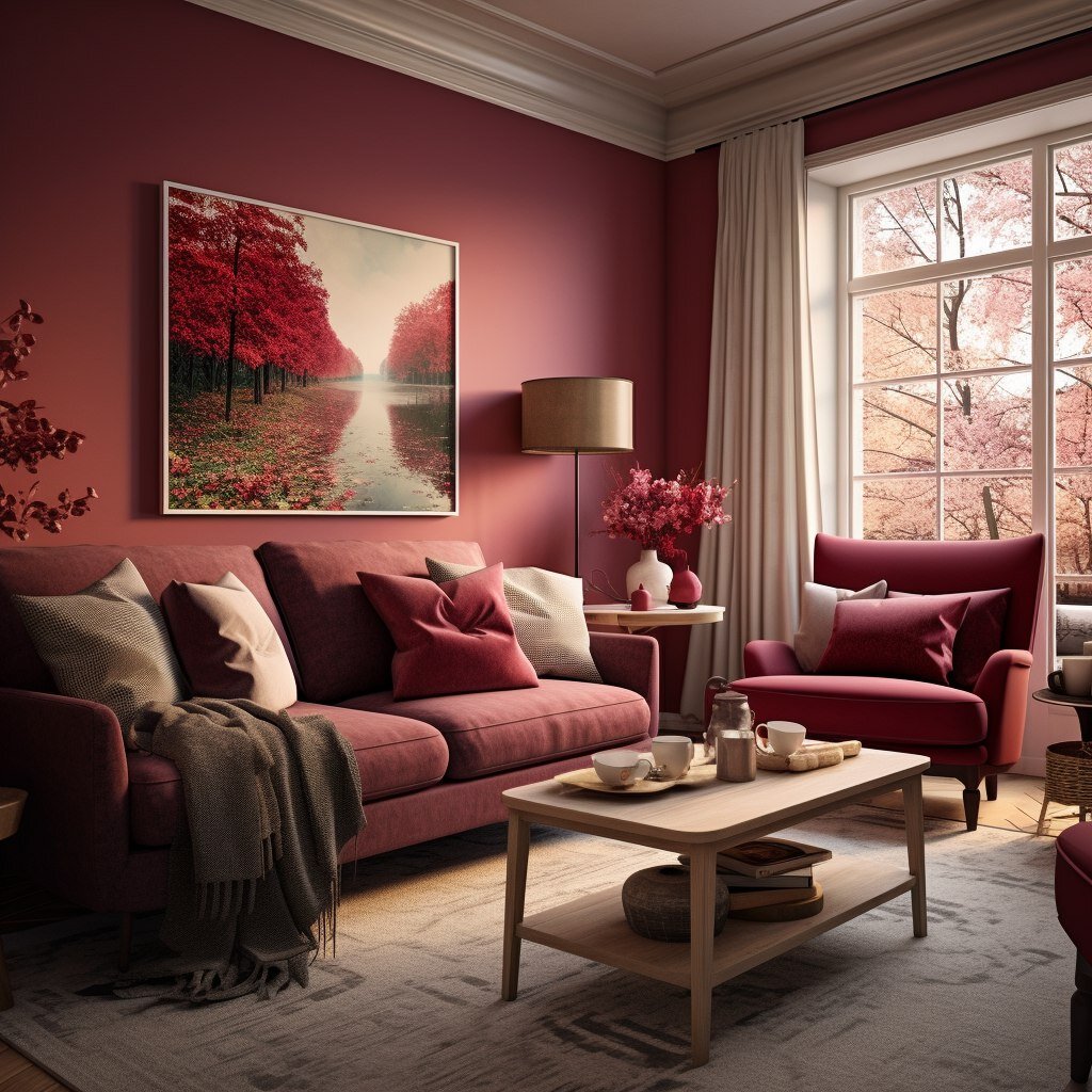 Дизайн квартиры в бордовом цвете