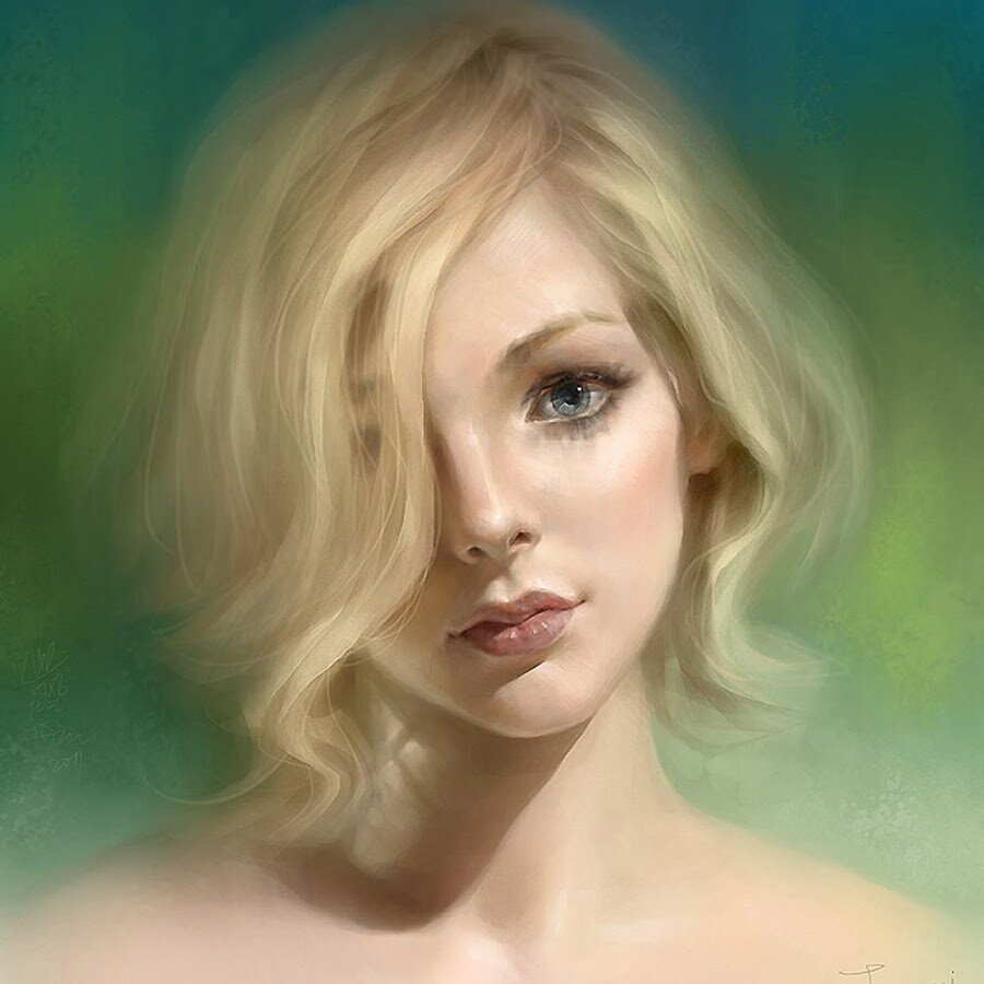 Рисунок девушки блондинки с каре