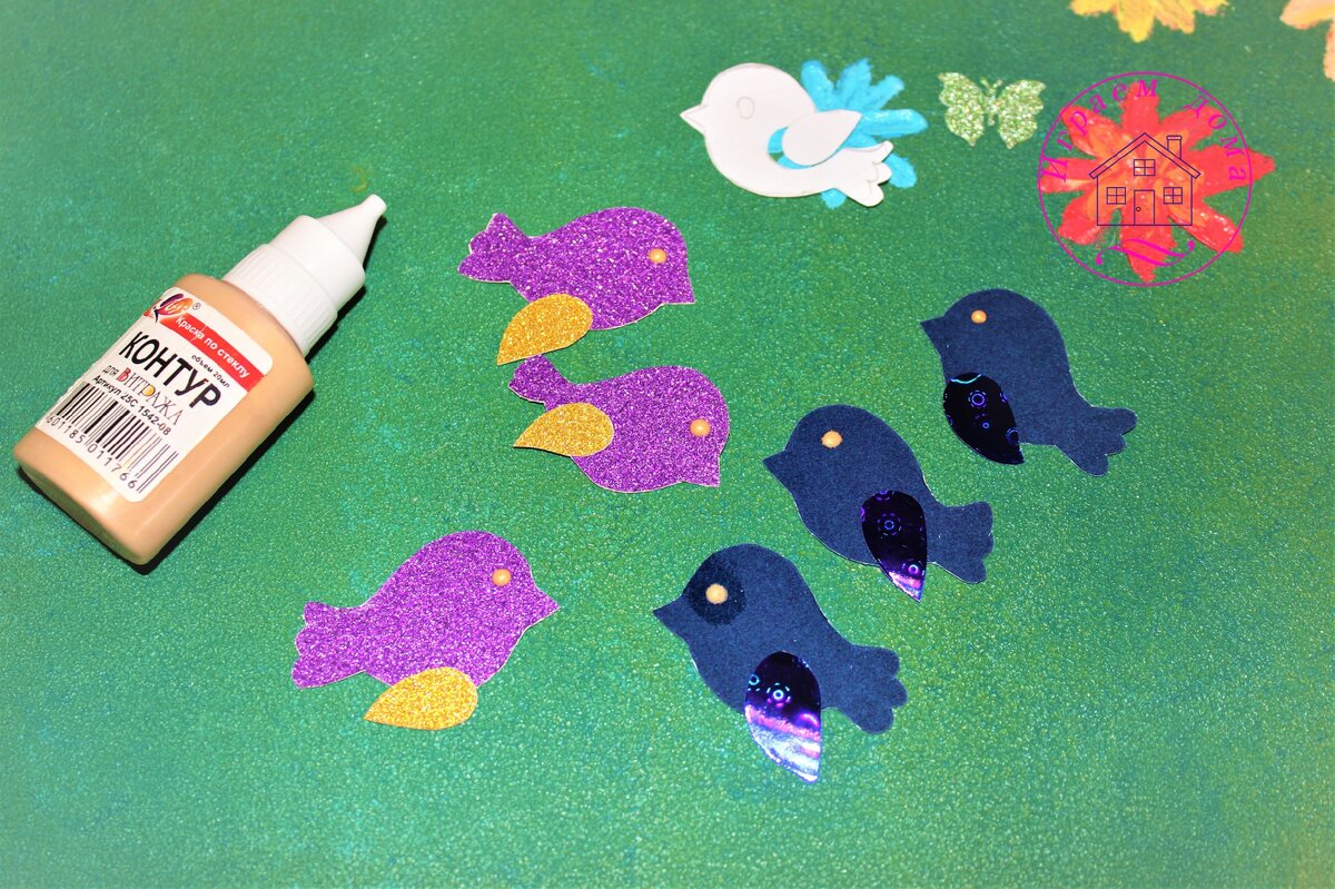 бумага с блёстками и бархатная (синяя)