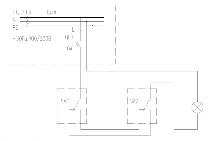 Схема выключателя в коридоре