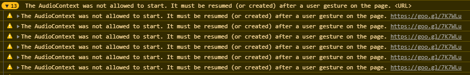 Предупреждения AudioContext в Chrome