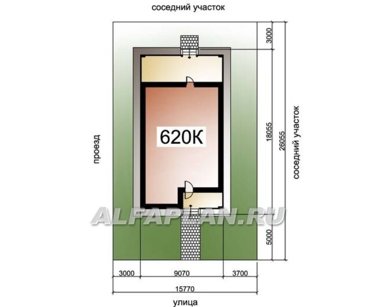Размещение на участке дома по проекту "Каллиопа" 620К                                                                 © Владимир Тарасов             