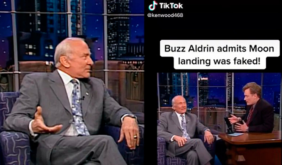 Базз Олдрин на шоу Late Night With Conan O’Brien в 2000 году. 