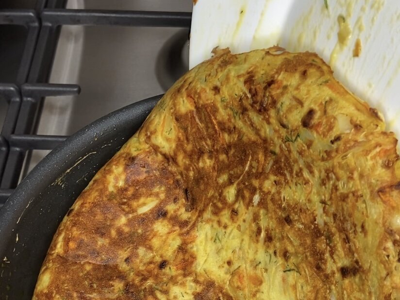 Пирог с капустой на сковороде