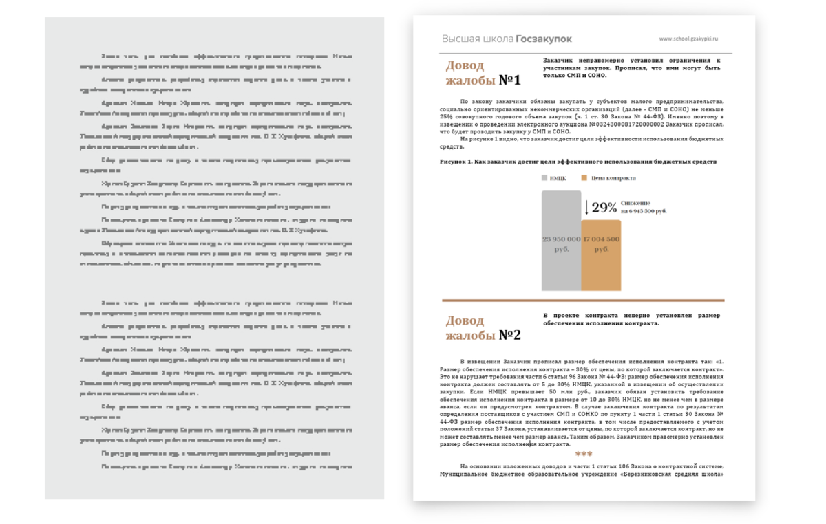 Рисунок 1. Пояснения на действия заказчика без Legal design