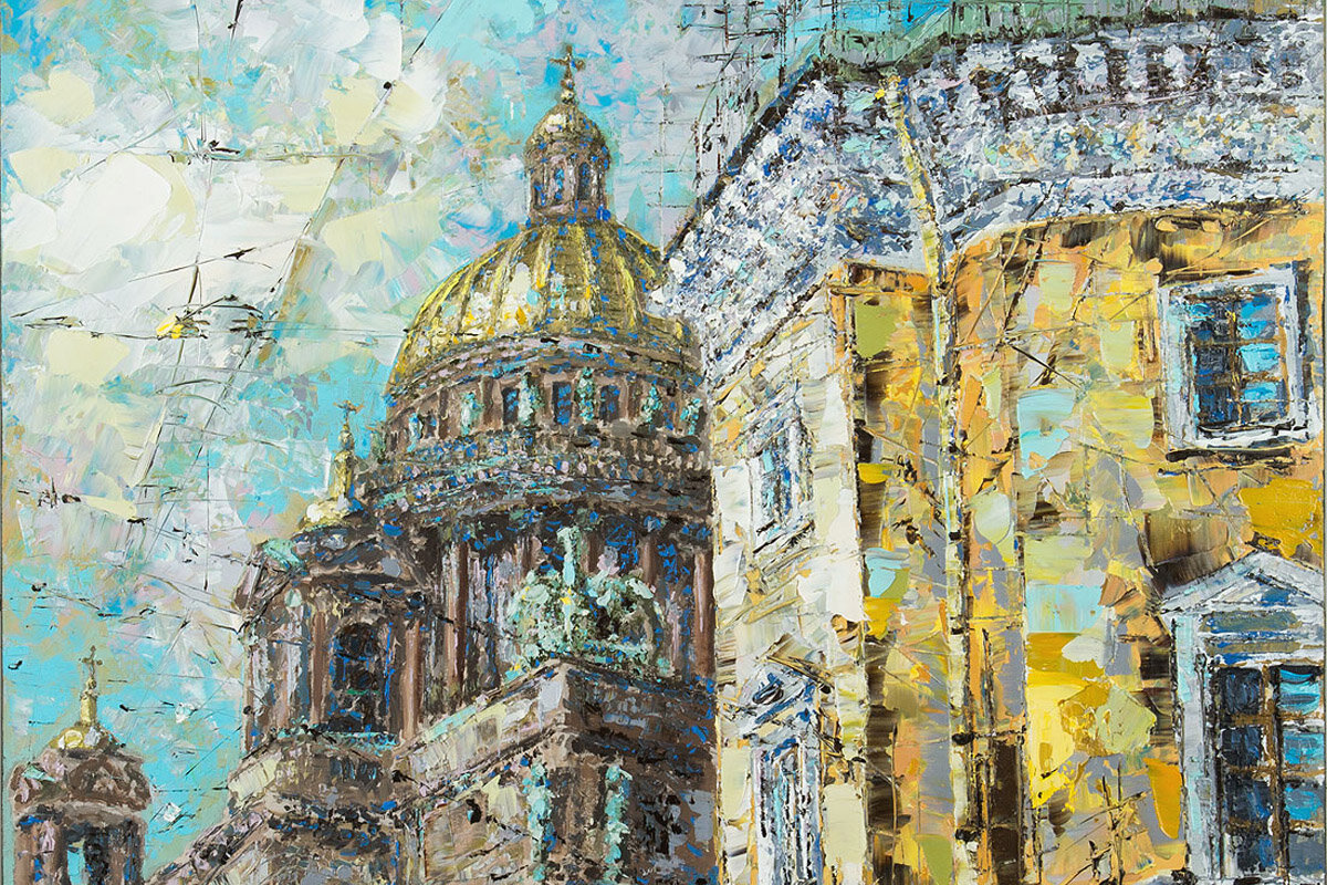 Дмитрий Кустанович. Вид на Исаакиевский собор с Малой Морской улицы