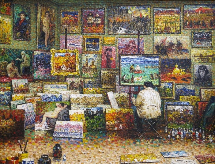 Автопортрет в мастерской. 2000 г. 100 x 120 см. Холст, масло. Приморская картинная галерея, г. Владивосток