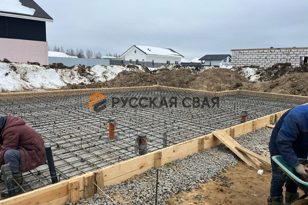 Заливка монолитной плиты в КП Графское