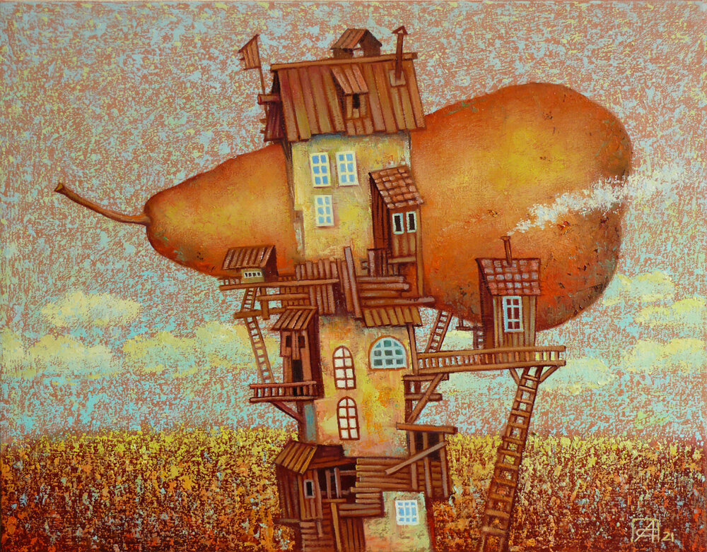 Грушевый дом. холст, масло, 50х60 см.