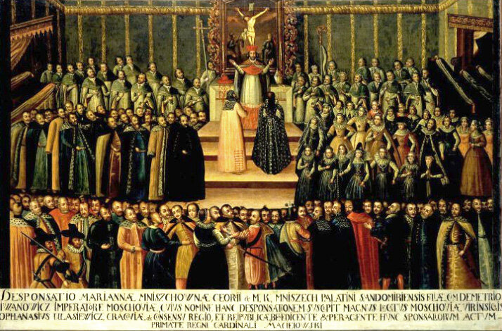 Обручение Марины Мнишек в Лжедмитрием I в Кракове 22 ноября 1605 года. Неизвестный художник. XVII в.