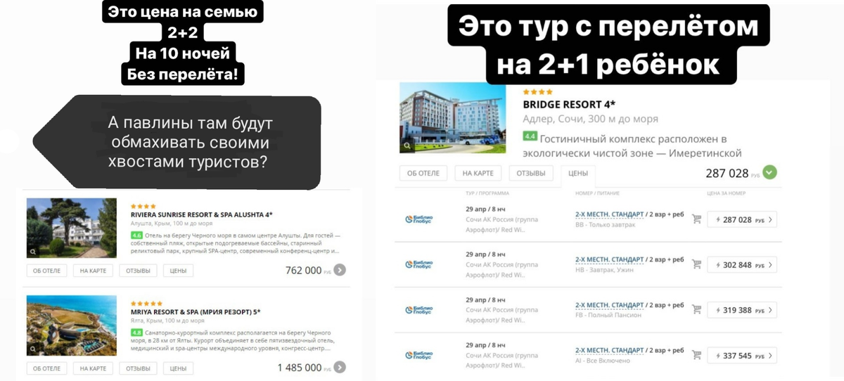 Из моего вчерашнего поста - подбор цен на отели