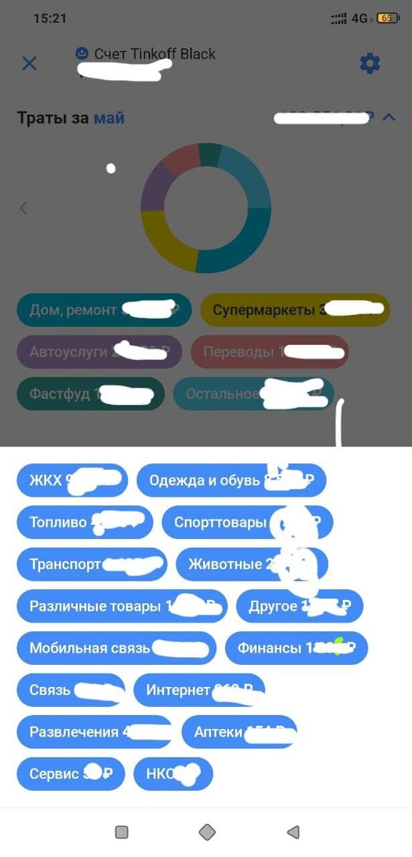 Вот так выглядят мои статьи расходов на текущий момент.