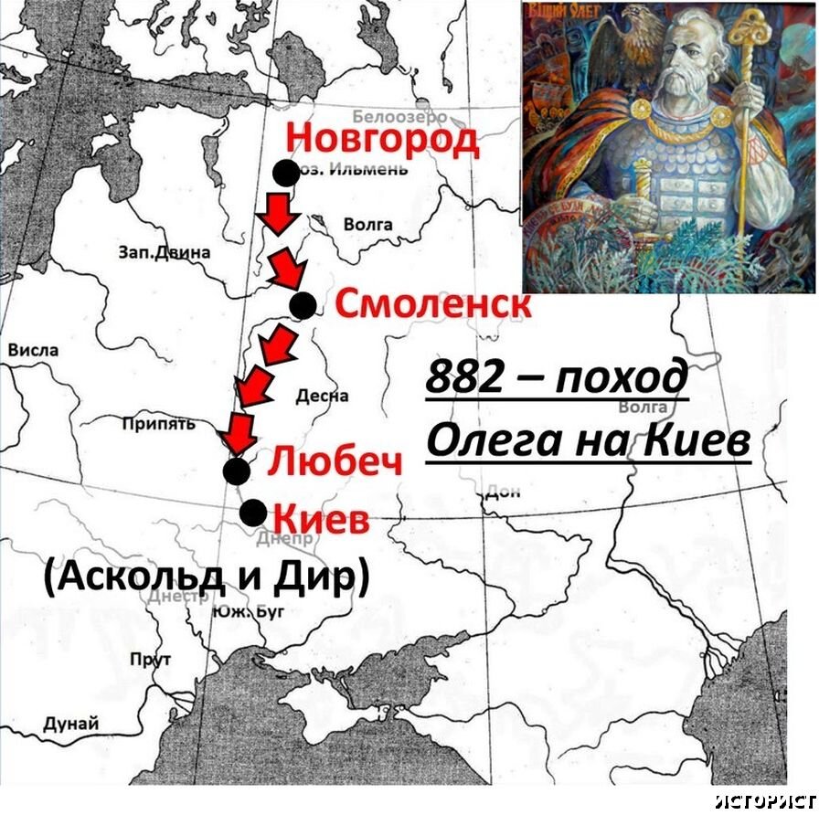 Князь Олег поход на Киев 882 г
