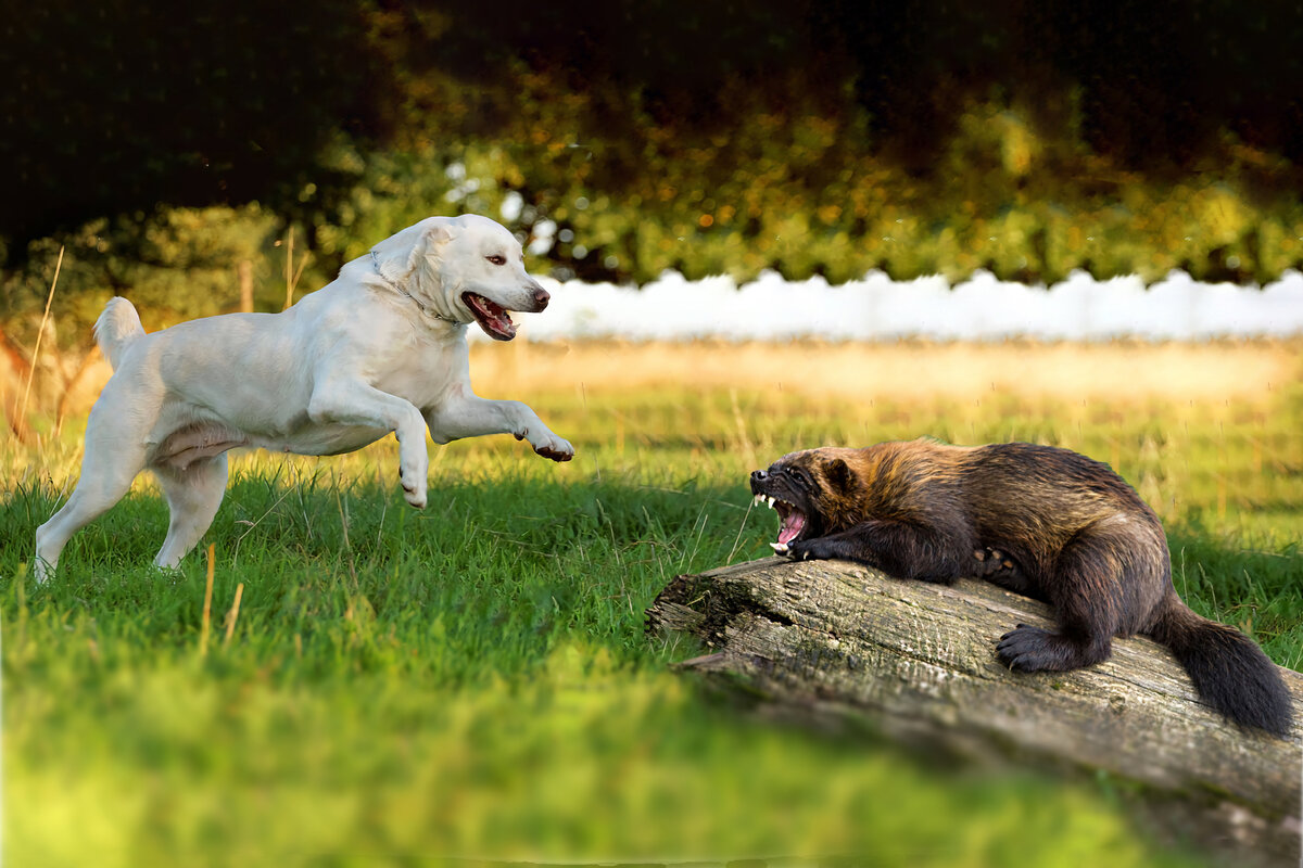 Росомаха — противоположность. Юркая и чересчур суетливая. Фотоколлаж автора.