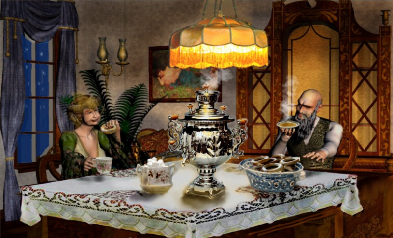 Под абажуром у самовара. Автор Володуцкий Андрей Богданович. Источник http://www.artlib.ru/index.php?id=36&idp=120&fp=2&uid=2582&iid=169221&idg=34&user_serie=0.