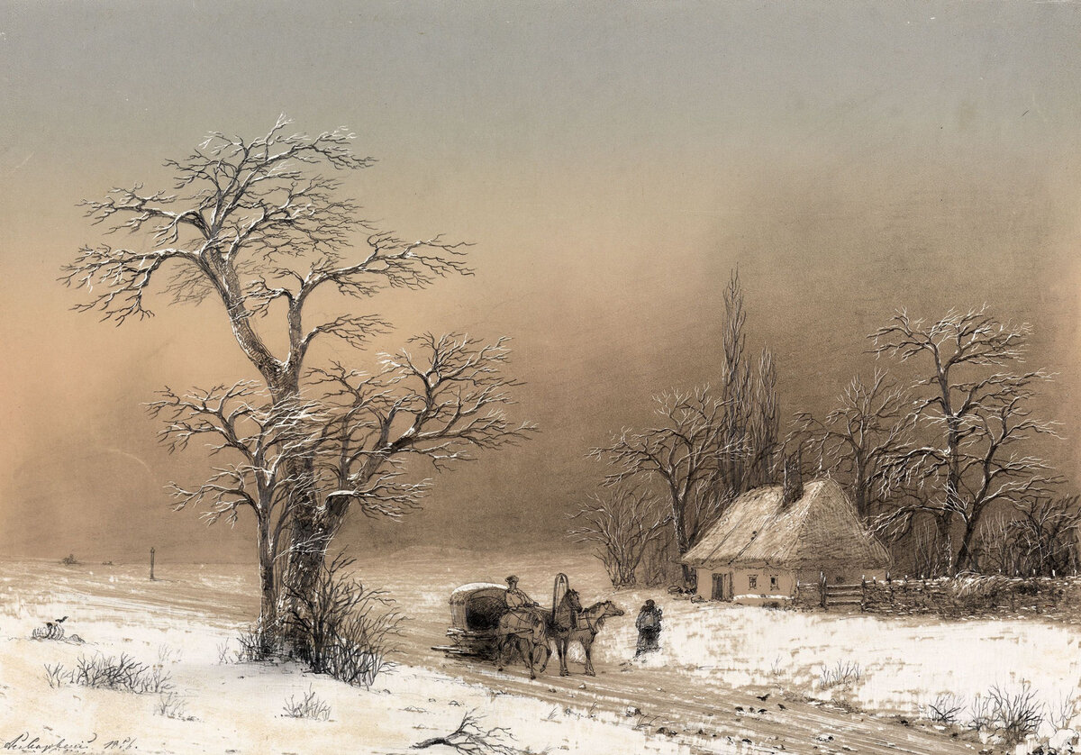 Источник: artchive.ru. Иван Айвазовский «Зимний пейзаж» (1856), 21×30 см, в частной коллекции
