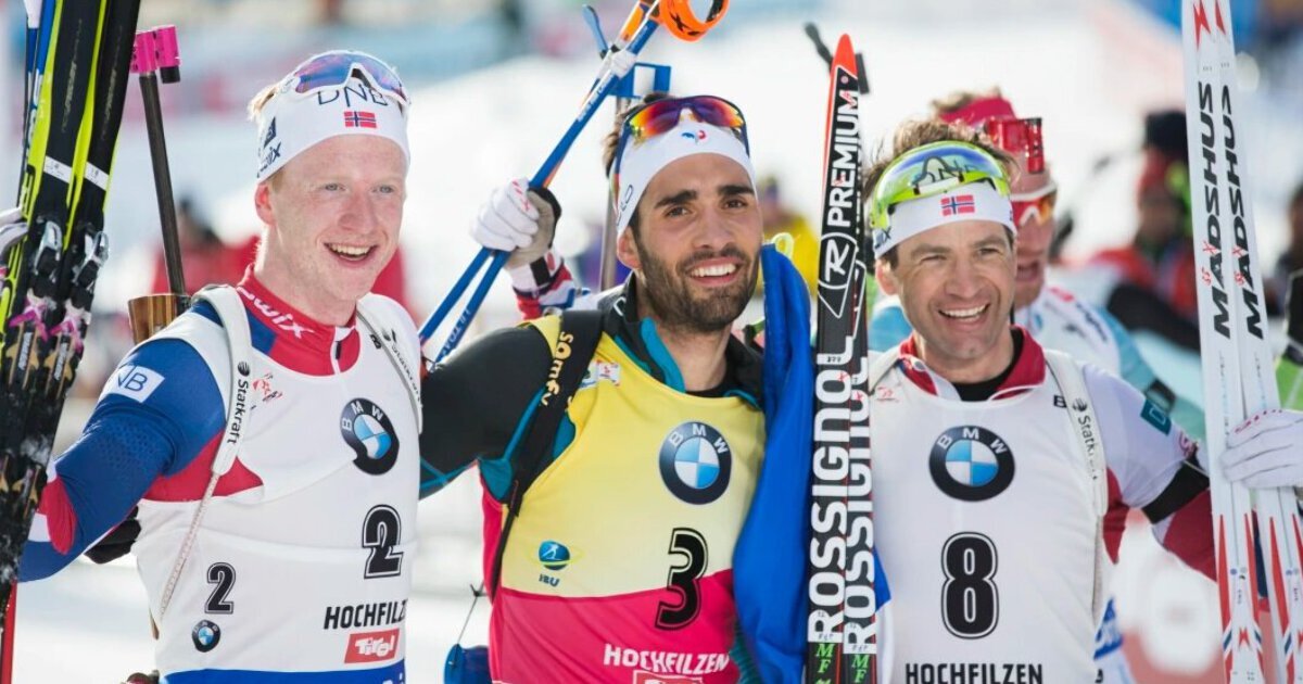 Biathlon Bjoerndalen стреляет