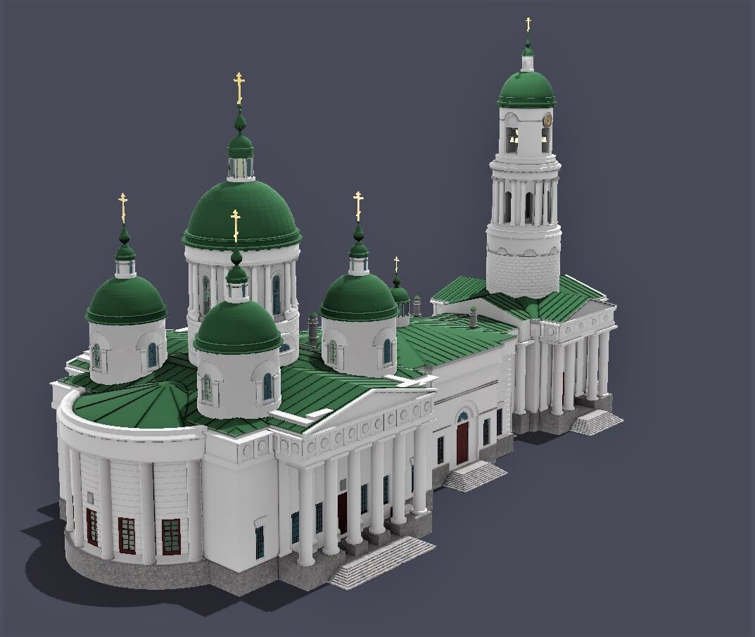 Трехмерная модель Белого Собора в Егорьевске, приложение Architecue, скриншот экрана.