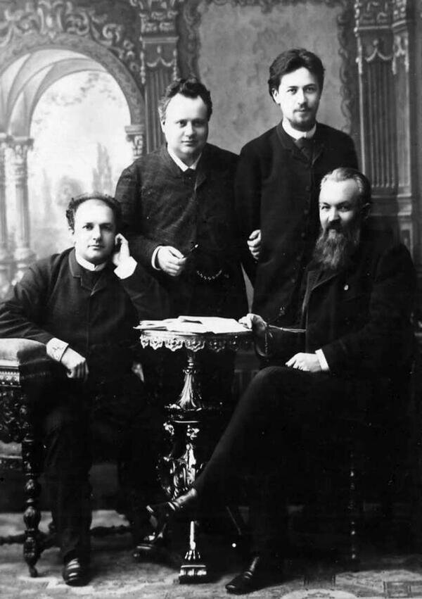 П.М. Свободин, В.Н. Давыдов, А.П. Чехов, А.С. Суворин