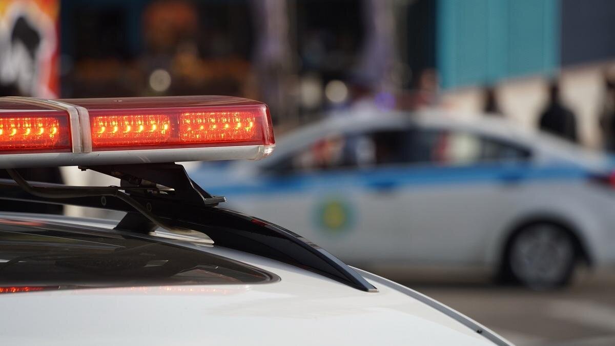    Полицейские автомобили на дороге:NUR.KZ/Петр Карандашов