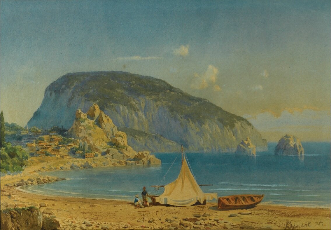 "Вид на Аю-Даг", Э.С. Вилье де Лиль-Адан, 1875. Частное собрание.