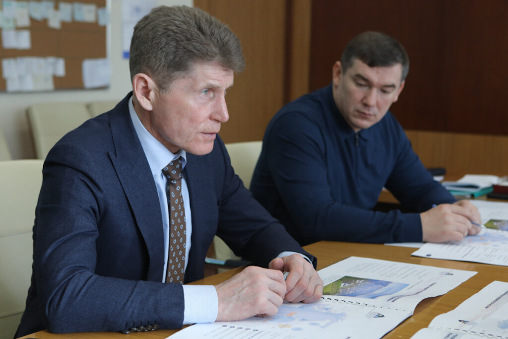 Фото: Иван Дякин (правительство Приморского края). Олег Кожемяко поручил организовать соблюдение графиков строительства промпарка.