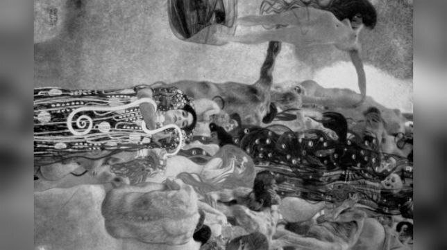 Единственная полная фотография знаменитой работы Климта "Медицина", которая была уничтожена нацистами во время Второй мировой войны. Другие его работы из этой серии, "Философия" и "Юриспруденция", также были уничтожены.