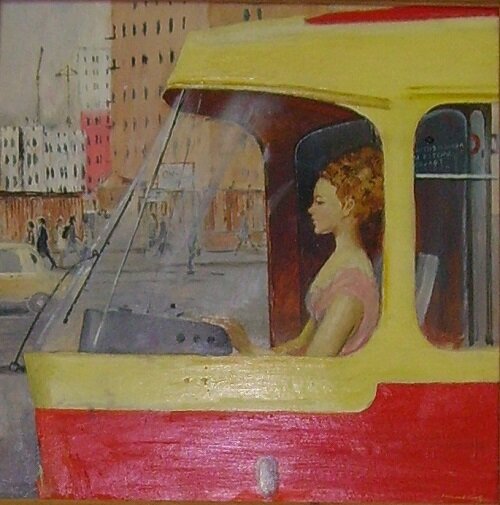 Картина художника Пименова Ю.И. "Вагоновожатая", 1975