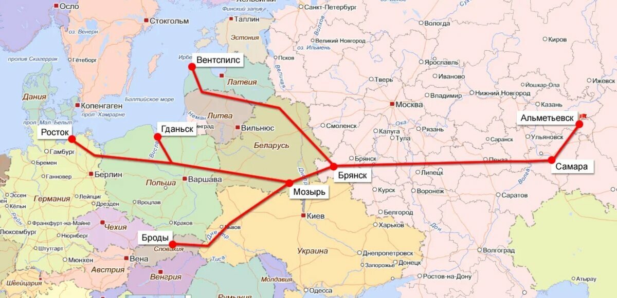 Через какие города пройдет. Нефтепровод Дружба Альметьевск. Нефтепровод Дружба на карте России схема. Нефтепровод Дружба схема. Нефтепровод Дружба на карте России.