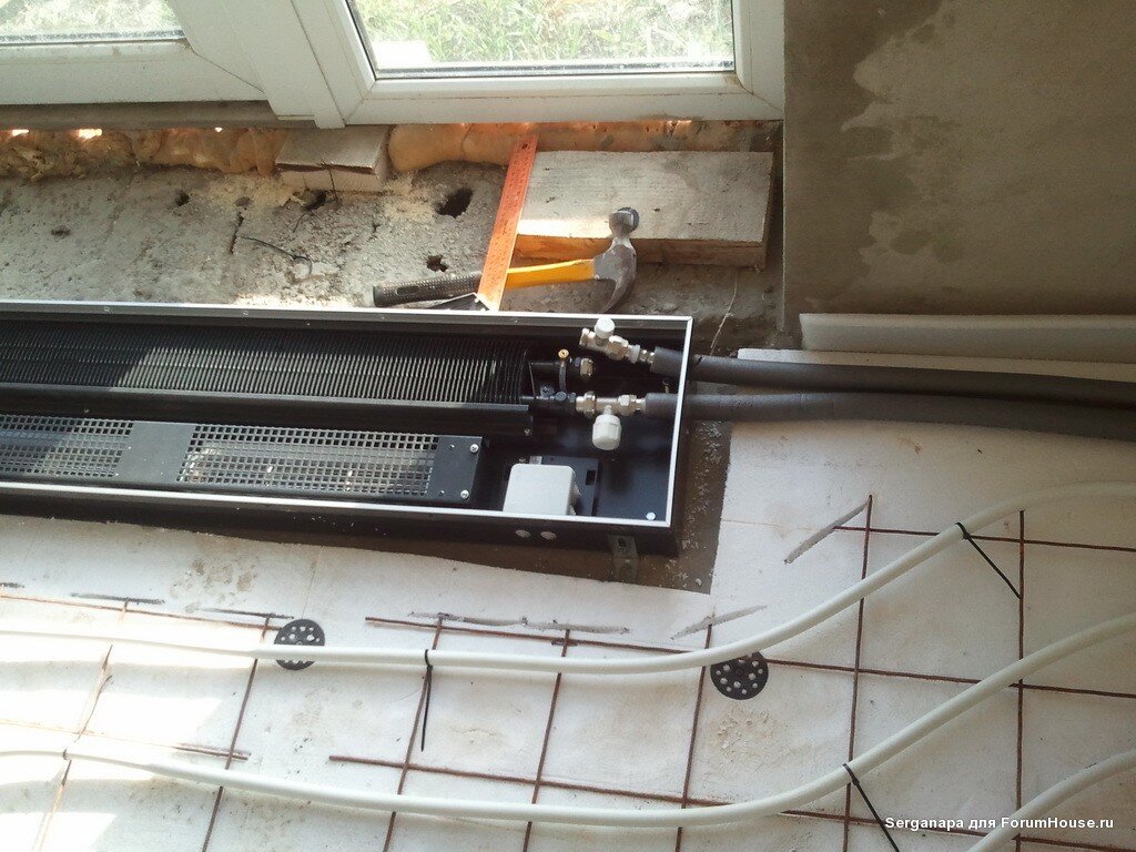Подключение внутрипольного конвектора к двухтрубной системе
