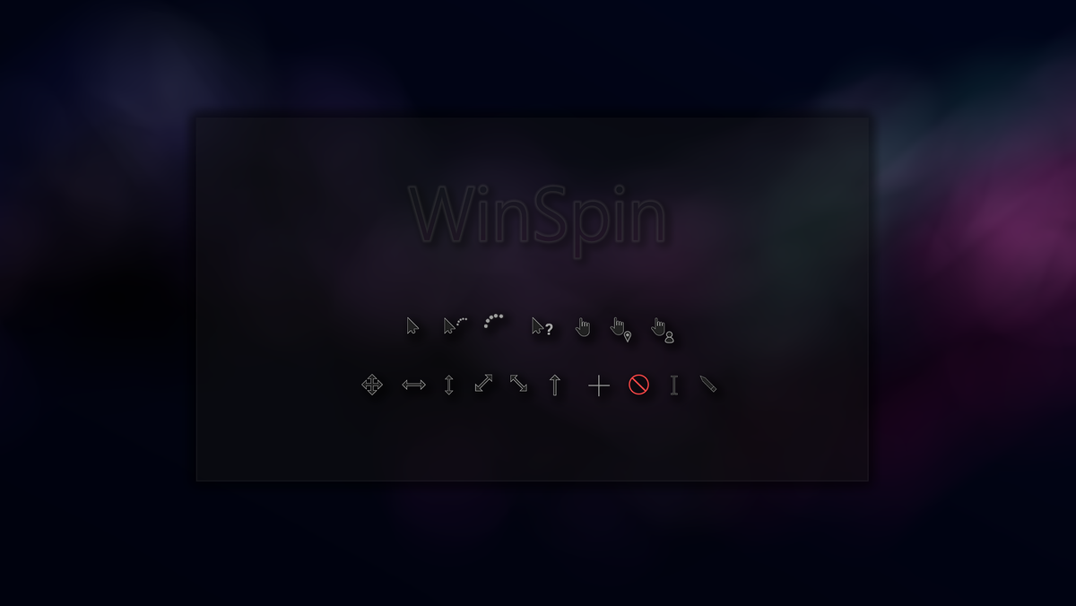 WINSPIN Dark. Dark cursors. Vision cursor Black.