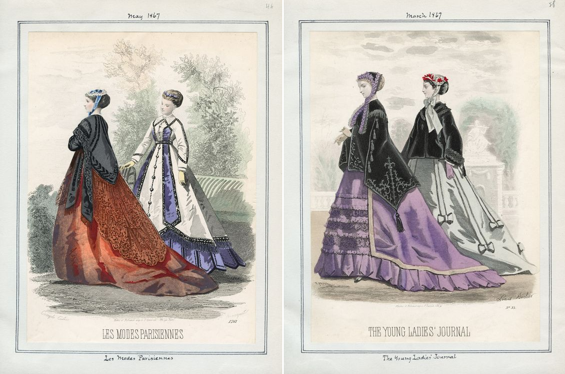 Модные гравюры из "Les Modes Parisiennes", 1867. (c) Из коллекции Публичной библиотеки Лос-Анджелеса