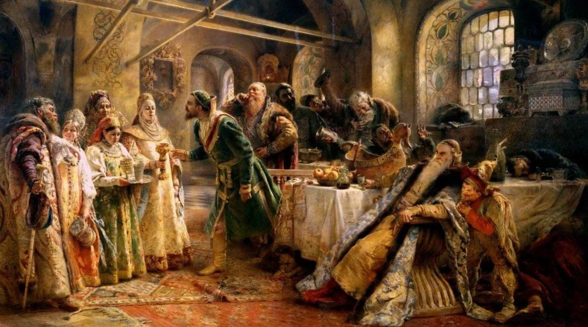 Поцелуйный обряд. Пир у боярина Морозова. худ. К. Маковский. 1895 г. Из собрания Русского музея.