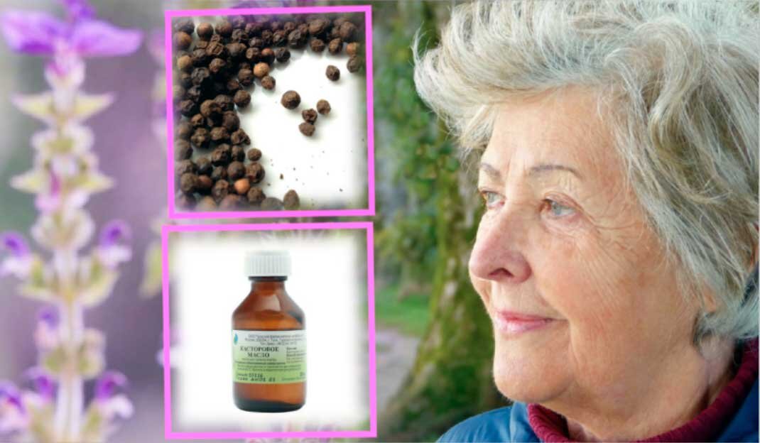 Шалфей с касторкой и черным перцем, чтобы волосы с годами не выпадали // коллаж pixabay.com, ebay.com