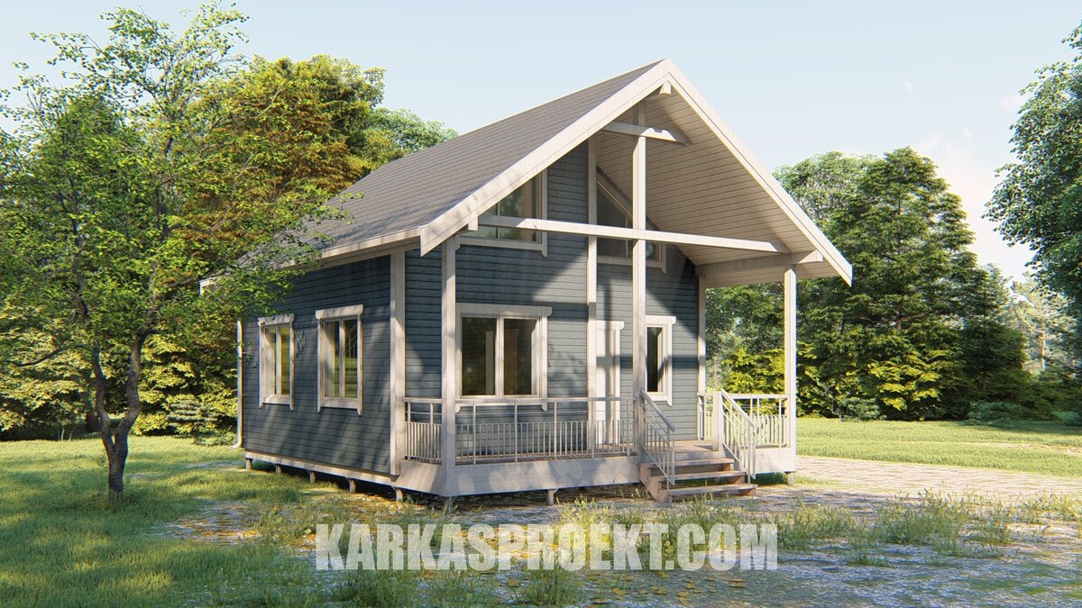 Каркасный дом 7х8,5 по проекту КД-63