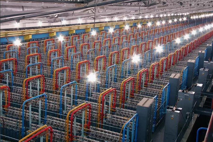 Каскады с российскими газовыми центрифугами длиною в сотни метров. 