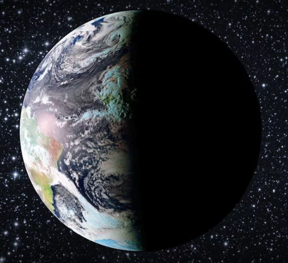 Планета земля со спутника в день равноденствия