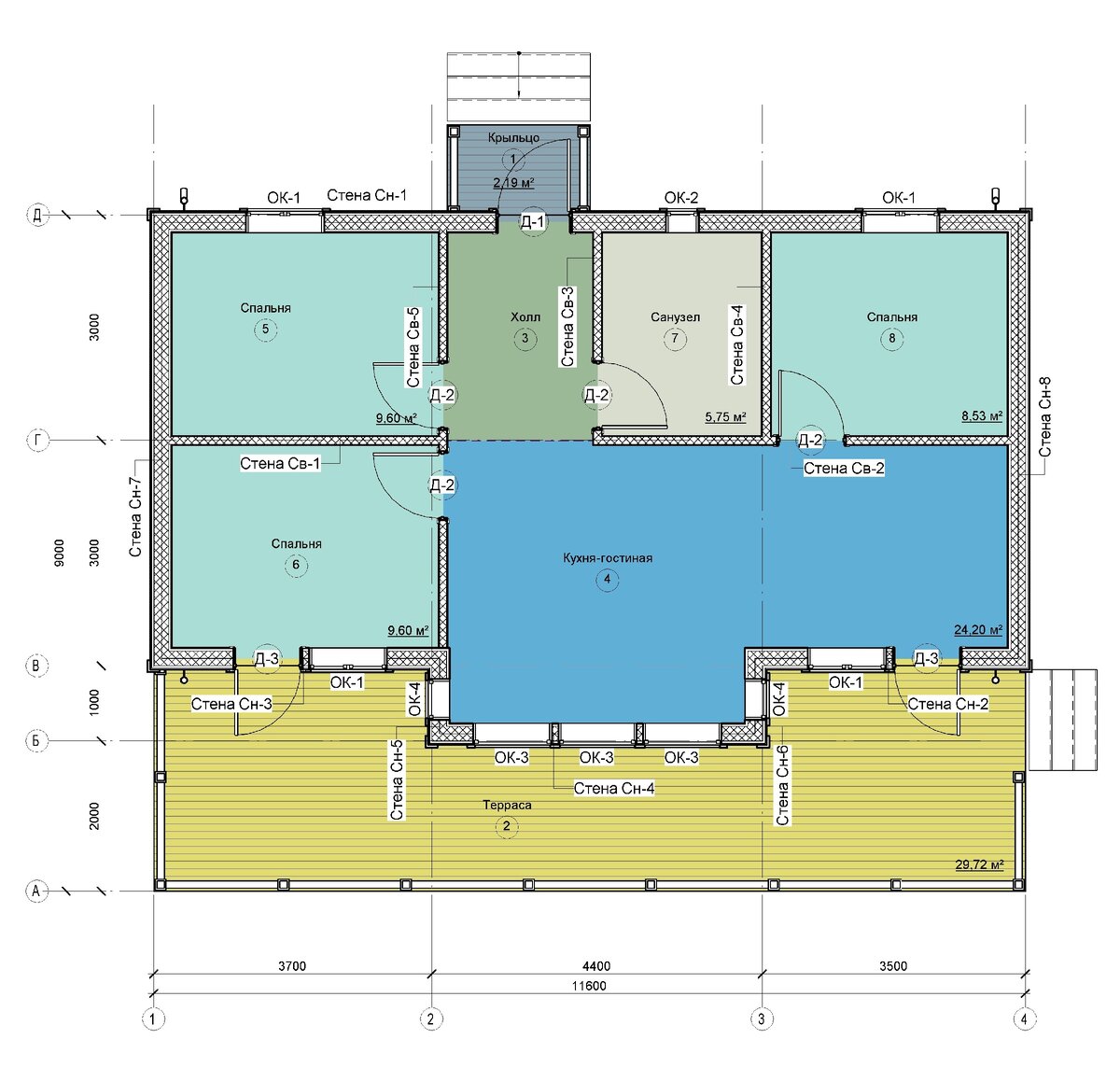План каркасного дома 7х11,6