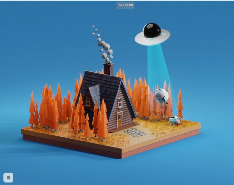 На самом деле, это 15 секундная анимация, НЛО похищает коровку :) На обучение и саму работу и обучение ушло порядка 2 недель.