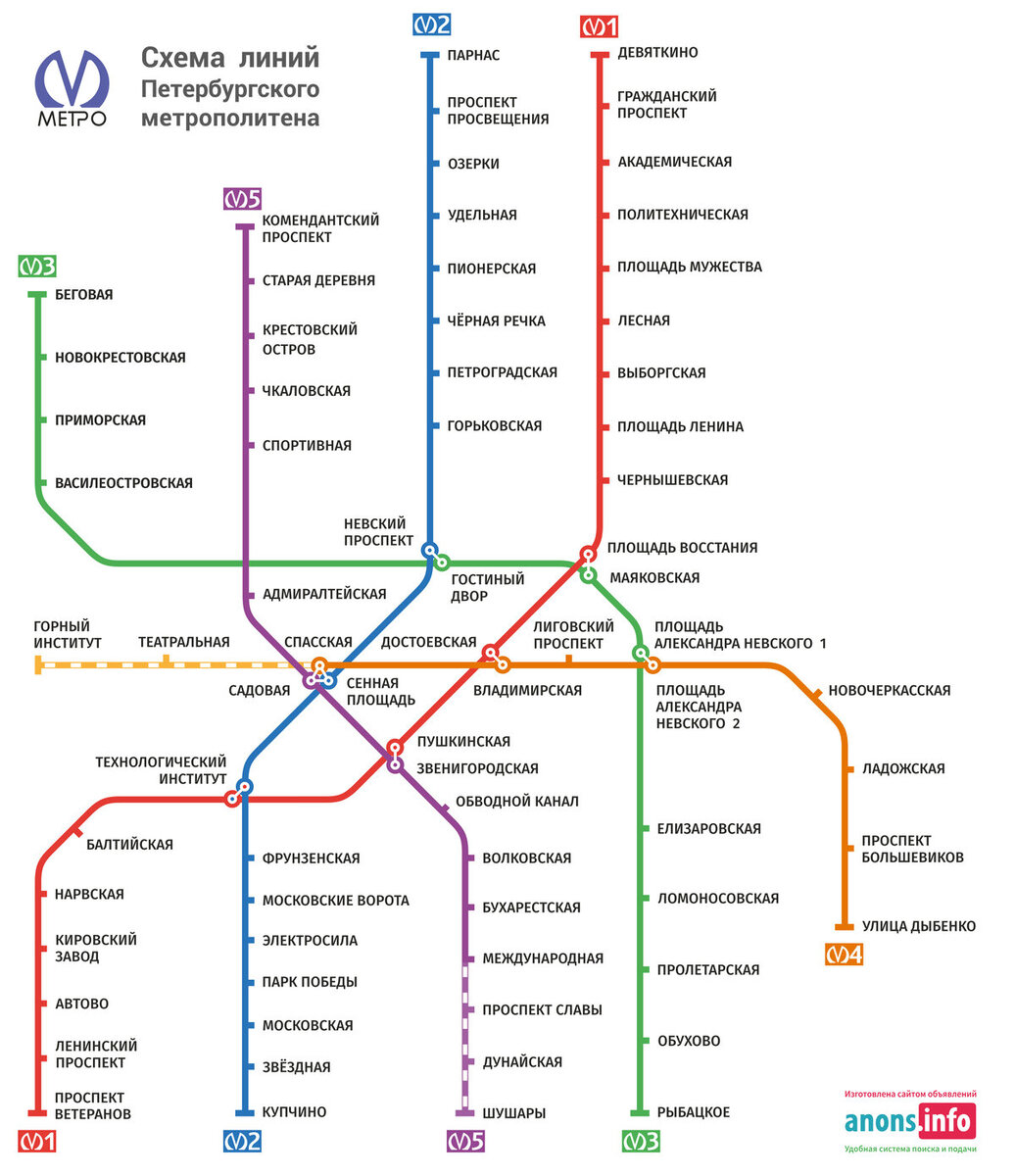 Схема питерского метро спб