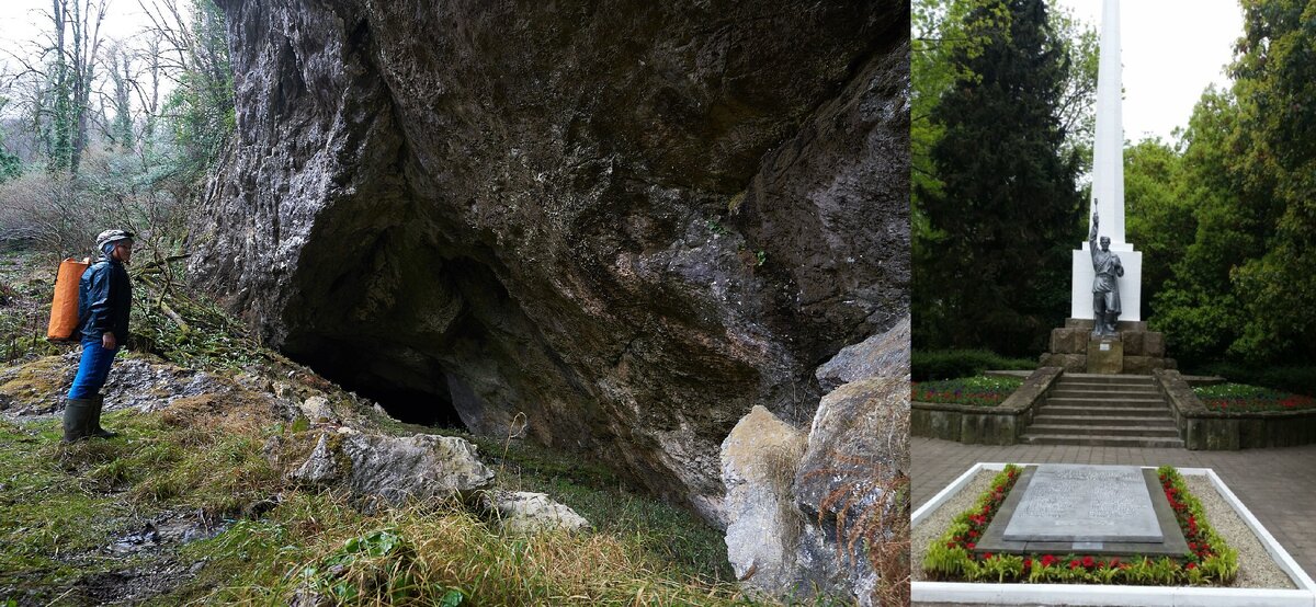 Барибан, фото: Лариса Позднякова, справа - памятник Красным партизанам, Хоста 