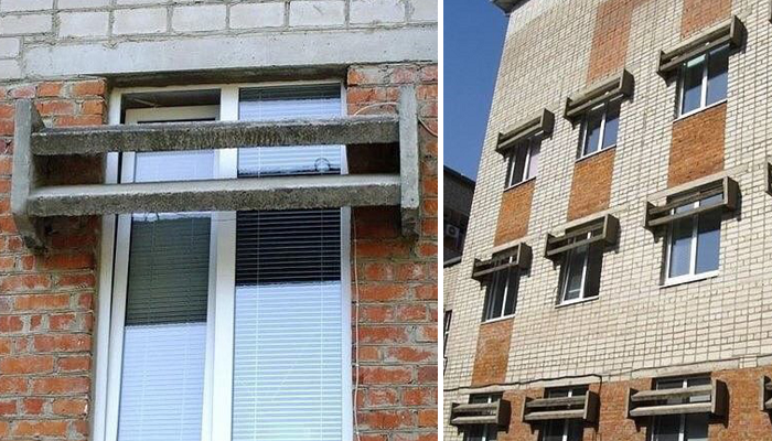 Зачем в некоторых советских многоэтажках над окнами устанавливались бетонные «козырьки»