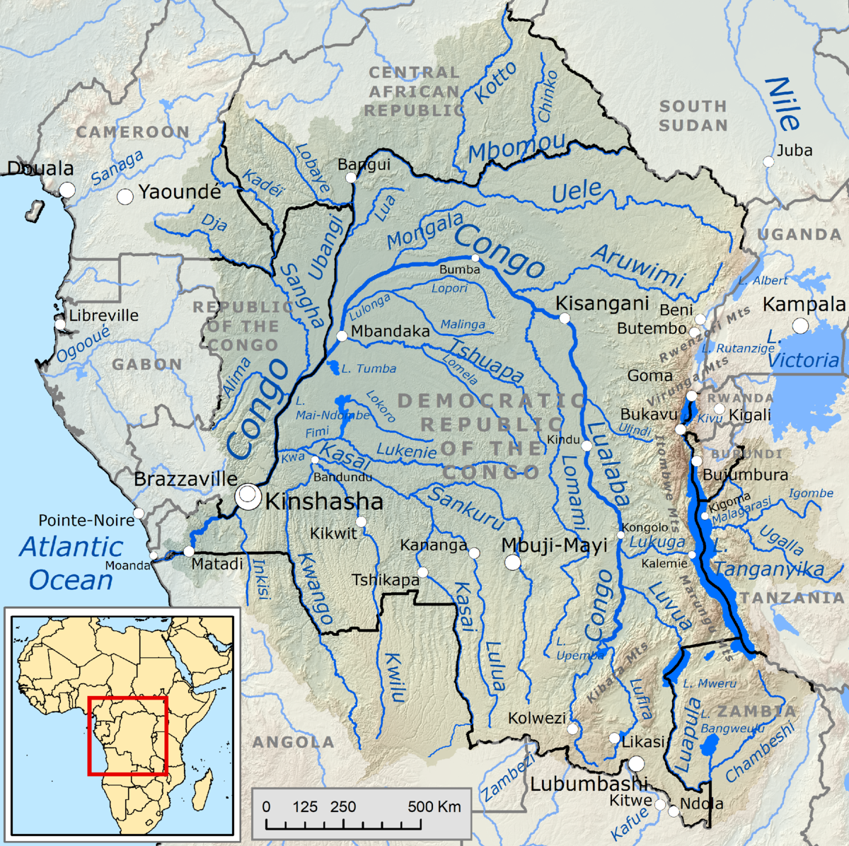 Река конго какой бассейн. Бассейн реки Конго на карте. Бассейн реки Конго. Границы бассейна реки Конго. Бассейн реки Конго на контурной.