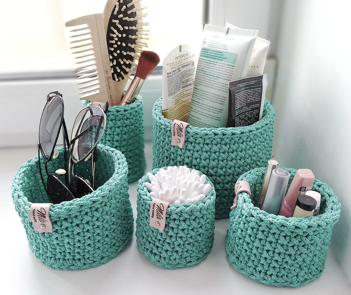 вязаные корзинки