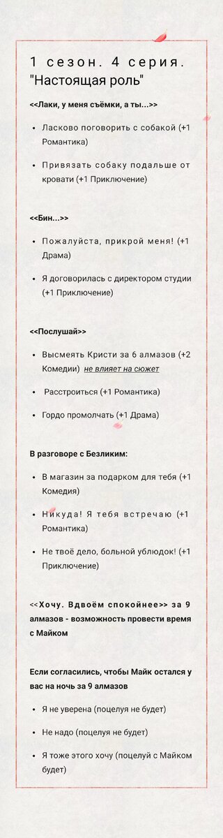 Гардероб не влияет на сюжет