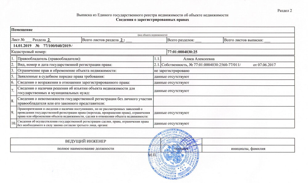 Именно так выглядит Выписка из ЕГРН